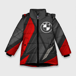 Куртка зимняя для девочки BMW sports racing, цвет: 3D-черный