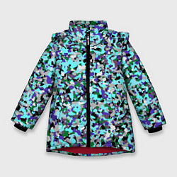 Куртка зимняя для девочки Абстрактные разноцветные пятна, цвет: 3D-красный