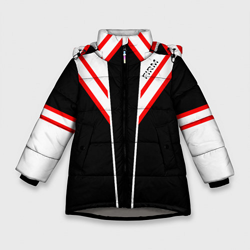 Зимняя куртка для девочки FIRM черная с белым углом / 3D-Светло-серый – фото 1