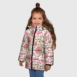 Куртка зимняя для девочки Фламинго и лотосы, цвет: 3D-светло-серый — фото 2