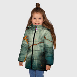 Куртка зимняя для девочки Туман, лучи и краски, цвет: 3D-черный — фото 2