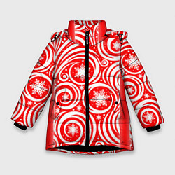 Куртка зимняя для девочки Новогодний зимний узор, цвет: 3D-черный