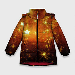 Куртка зимняя для девочки Золотистае звёзды, цвет: 3D-красный