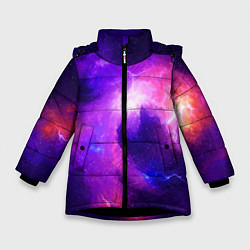 Куртка зимняя для девочки Бескрайнее космическое пространство, цвет: 3D-черный
