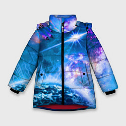 Куртка зимняя для девочки Космос - планета и яркая звезда, цвет: 3D-красный