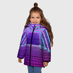 Куртка зимняя для девочки Вход в неоновый портал, цвет: 3D-черный — фото 2