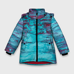 Куртка зимняя для девочки Светло-синие и красные краски, цвет: 3D-красный