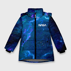 Куртка зимняя для девочки Бескрайний космос - Nasa, цвет: 3D-светло-серый