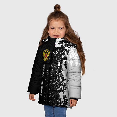 Зимняя куртка для девочки Администратор из России и герб РФ: по-вертикали / 3D-Черный – фото 3