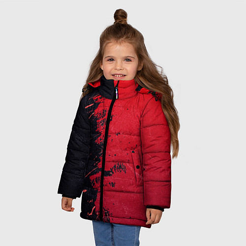 Зимняя куртка для девочки Черное и красное / 3D-Черный – фото 3