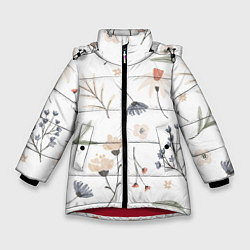 Куртка зимняя для девочки Цветочный Узор, цвет: 3D-красный