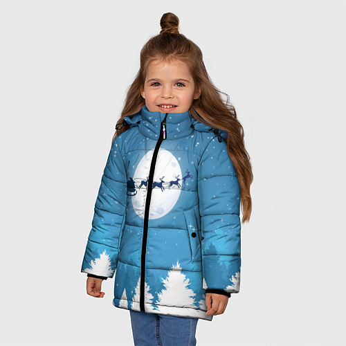 Зимняя куртка для девочки Новогодняя сказка дед мороз / 3D-Черный – фото 3