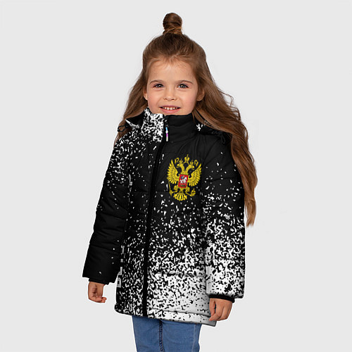 Зимняя куртка для девочки Ветеринар из России и герб РФ сборку / 3D-Черный – фото 3