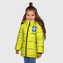 Куртка зимняя для девочки Форма сборной Бразилии ЧМ 2022, цвет: 3D-черный — фото 2