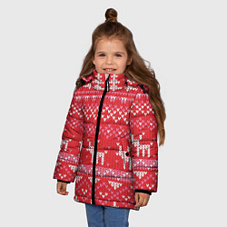 Куртка зимняя для девочки Тёплые олени, цвет: 3D-красный — фото 2