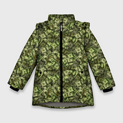 Куртка зимняя для девочки Милитари деньги бумажные, цвет: 3D-светло-серый