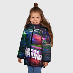 Куртка зимняя для девочки NFS unbound nissan drift, цвет: 3D-черный — фото 2