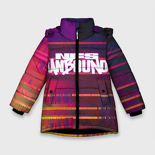 Зимняя куртка для девочки NFS unbound пиксель полосы / 3D-Черный – фото 1