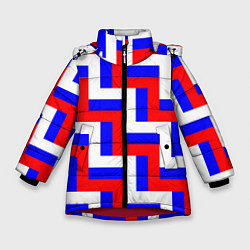 Зимняя куртка для девочки Плетение триколор