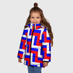 Куртка зимняя для девочки Плетение триколор, цвет: 3D-красный — фото 2