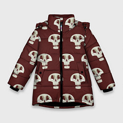 Куртка зимняя для девочки Узор улыбающиеся черепочки, цвет: 3D-черный