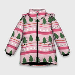 Зимняя куртка для девочки Новогодний свитер: розовый