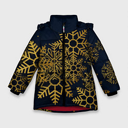 Куртка зимняя для девочки Золотые снежинки, цвет: 3D-красный