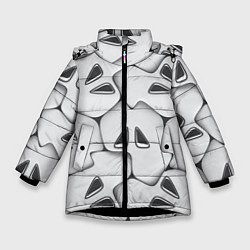 Куртка зимняя для девочки Металло-чешуйчатая серая броня, цвет: 3D-черный