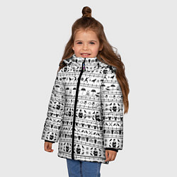Куртка зимняя для девочки Black pattern Wednesday Addams, цвет: 3D-светло-серый — фото 2