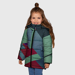 Куртка зимняя для девочки Геометрическое наложение кубов и фигур, цвет: 3D-красный — фото 2