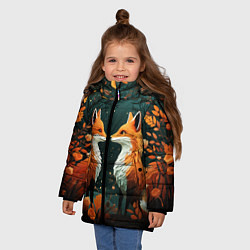 Куртка зимняя для девочки Две лисоньки в стиле Folk Art, цвет: 3D-черный — фото 2