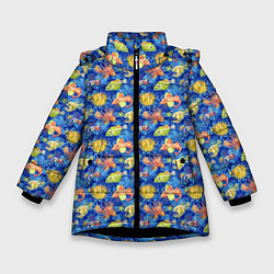 Зимняя куртка для девочки Смешные рыбы