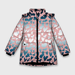 Зимняя куртка для девочки Сердца розовые перламутровые паттерн