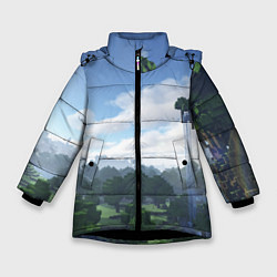 Куртка зимняя для девочки Minecraft мир, цвет: 3D-черный
