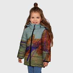 Куртка зимняя для девочки Волнообразные разноцветные музыкальные линии, цвет: 3D-черный — фото 2
