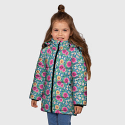 Куртка зимняя для девочки Весенний цветочный паттерн, цвет: 3D-светло-серый — фото 2