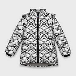 Зимняя куртка для девочки Черно белый геометрический узор