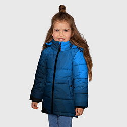Куртка зимняя для девочки Абстрактный темно синий узор волны, цвет: 3D-черный — фото 2