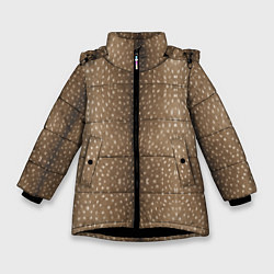 Куртка зимняя для девочки Текстура шкуры пятнистого оленя, цвет: 3D-черный