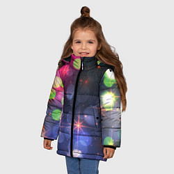 Куртка зимняя для девочки Поп арт неоновые звезды космического неба, цвет: 3D-красный — фото 2