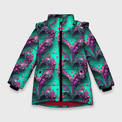 Зимняя куртка для девочки Паттерн сердца из цветов