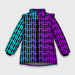 Куртка зимняя для девочки Неоновая клетка, цвет: 3D-светло-серый