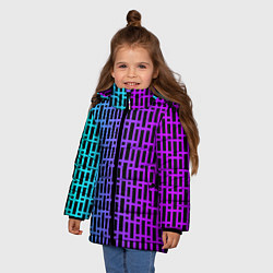 Куртка зимняя для девочки Неоновая клетка, цвет: 3D-светло-серый — фото 2