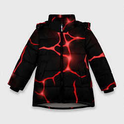 Зимняя куртка для девочки Красные неоновые трещины