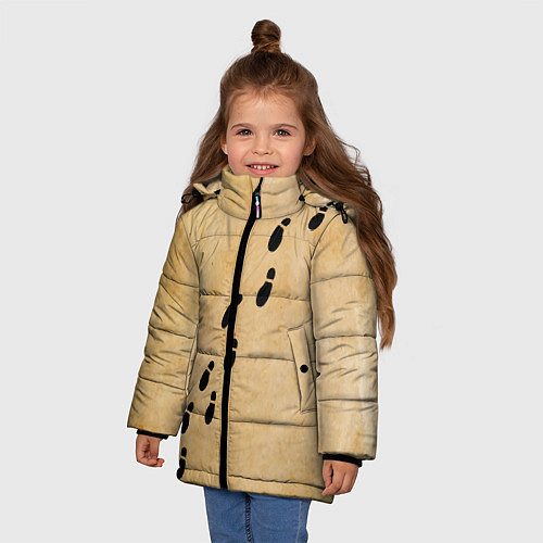 Зимняя куртка для девочки Следы мародеров на пергаменте / 3D-Светло-серый – фото 3