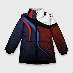 Зимняя куртка для девочки Синие, красные и белые разводы