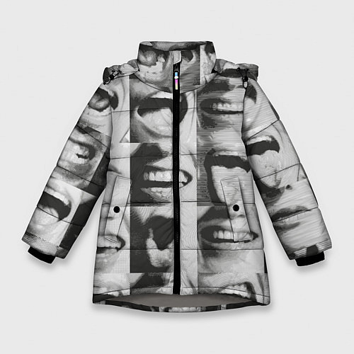 Зимняя куртка для девочки Принт с частью лица / 3D-Светло-серый – фото 1
