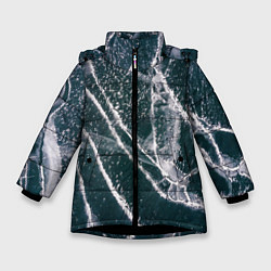 Куртка зимняя для девочки Ледяные трещины на замерзшем море, цвет: 3D-черный