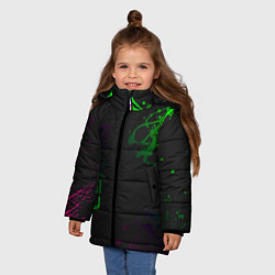 Куртка зимняя для девочки CS GO Splashes, цвет: 3D-светло-серый — фото 2