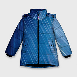 Куртка зимняя для девочки Белые полосы на синем фоне, цвет: 3D-черный